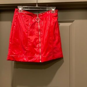 Patent PU leather mini skirt